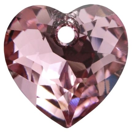 Swarovski 6432 Heart Cut Pendant Light Rose Full 10.5mm